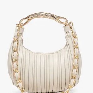 Elegant Cream Handbag with Gold Accents
